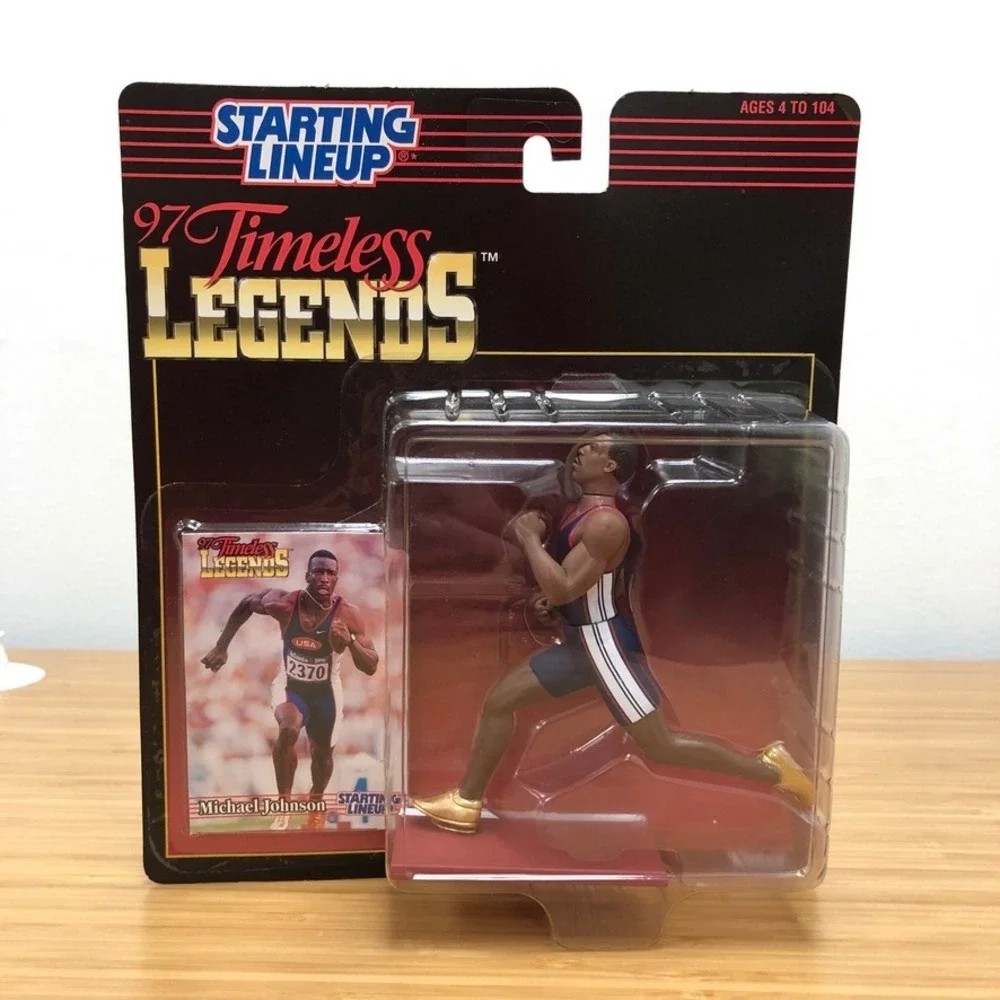 Kenner Starting Lineup Michael Johnson 1997 Timeless Legends USA Gold Spikes New